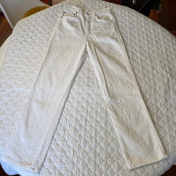 Agolde 90's Pinch Waist High Rise Straight Jeans in White Size 25 - Picture 1 of 11